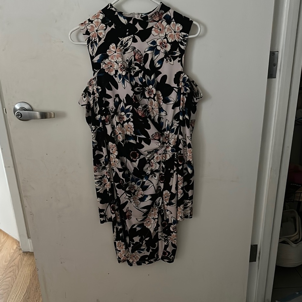 Guess Floral Mini Dress - Black and Cream